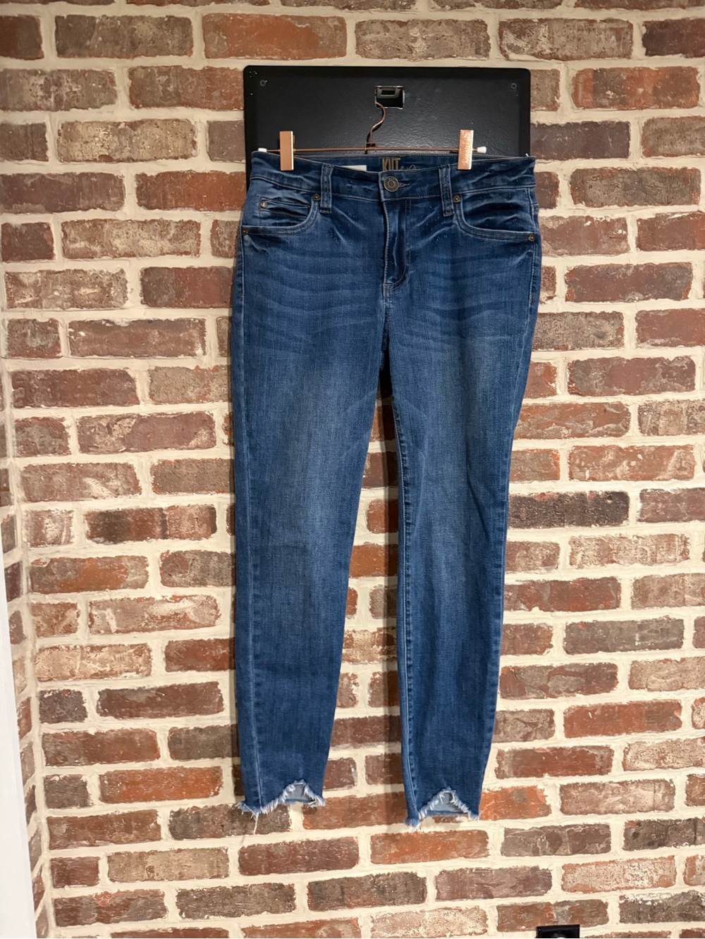 Kut from the Kloth Dark Blue Skinny Jeans with Raw Hem